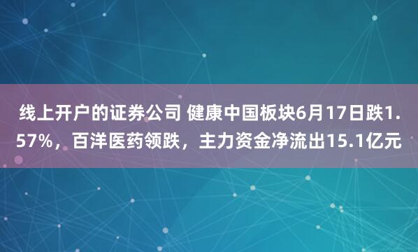线上开户的证券公司 健康中国板块6月17日跌1.57%，百洋医药领跌，主力资金净流出15.1亿元