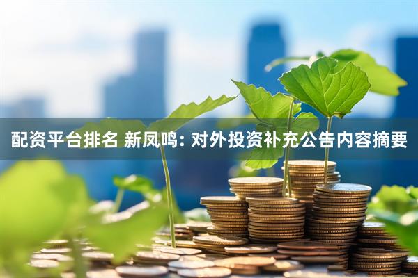 配资平台排名 新凤鸣: 对外投资补充公告内容摘要